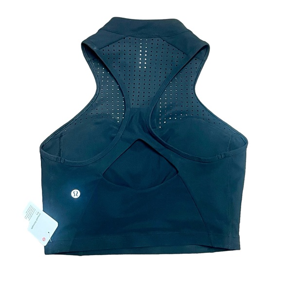 NWT Lululemon size 6 Unleash Strength Bra Medium Support Black Zip Up Perforated - Picture 6 of 16